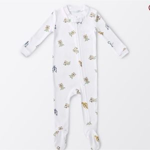 Pottery Barn Kids White Star Wars Yoda & Droid Footed Pajamas